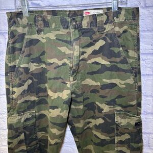 Wrangler Cargo Pants Mens Size 32x32 Camo Fleece Lined Relaxed Fit Outdoor